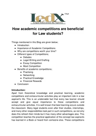 How academic competitions are beneficial for Law students