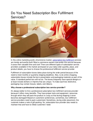 Do You Need Subscription Box Fulfillment Services