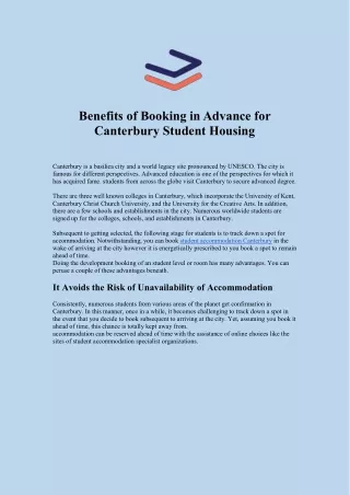 Benefits of Booking in Advance for Canterbury Student Housing