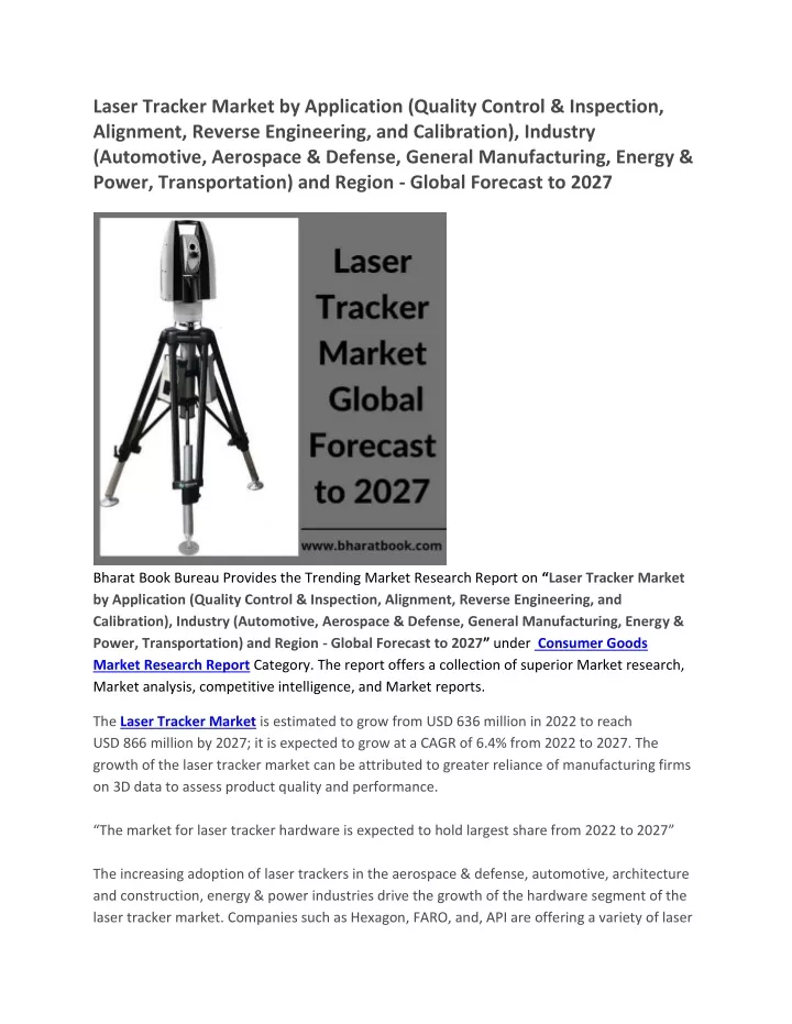 laser tracker market by application quality