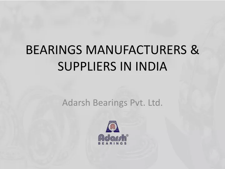 bearings manufacturers suppliers in india