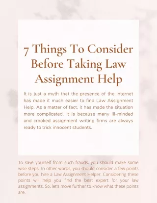 7 Things To Consider Before Taking Law Assignment Help