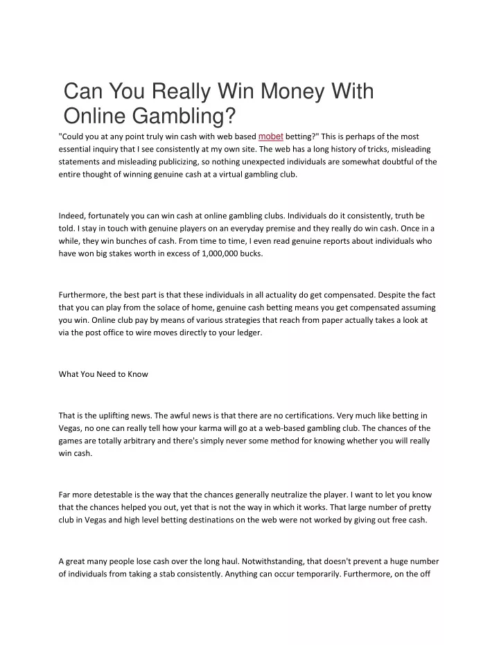 can you really win money with online gambling