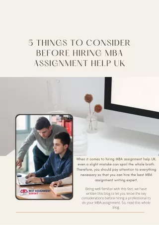 5 things to consider before hiring mba assignment