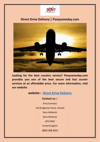 Direct Drive Delivery | Ponysameday.com