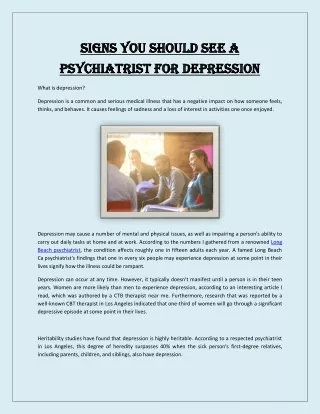 Signs You Should See a Psychiatrist For Depression