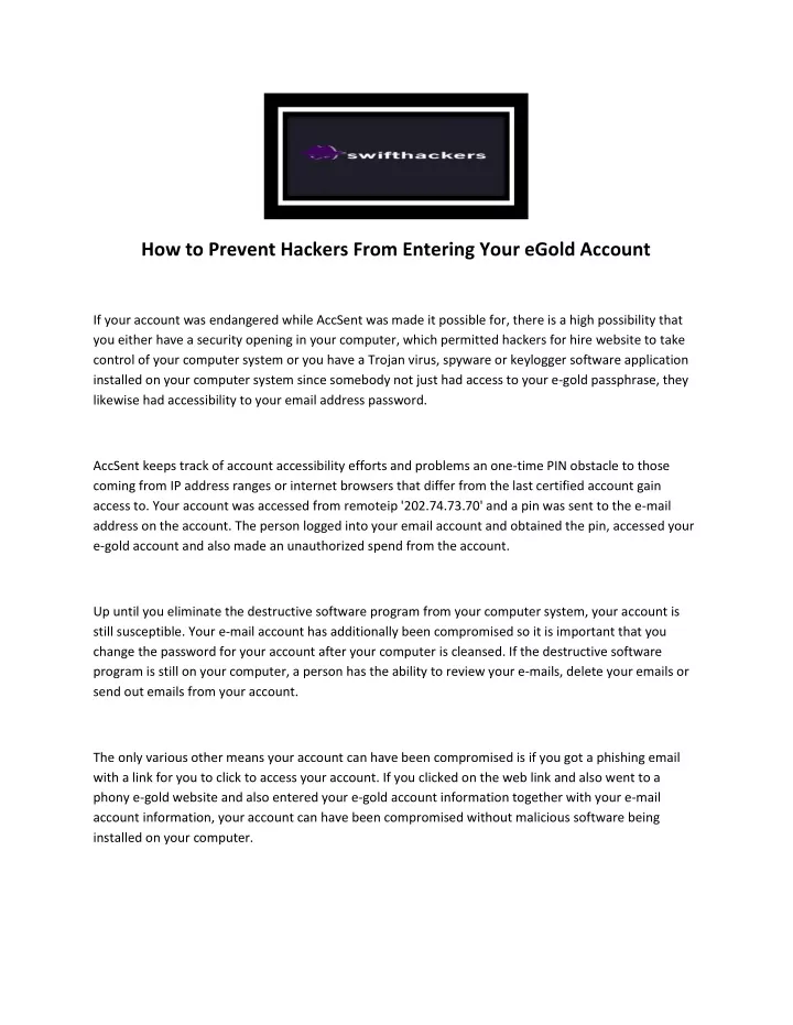 how to prevent hackers from entering your egold