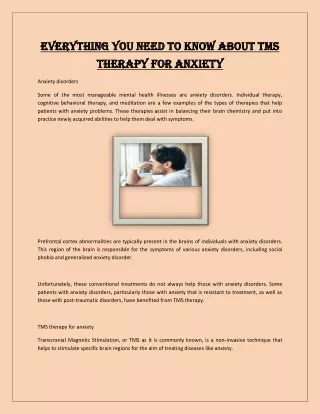 Everything You Need To Know About TMS Therapy For Anxiety
