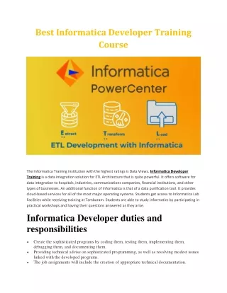 Best Informatica Developer Training Course