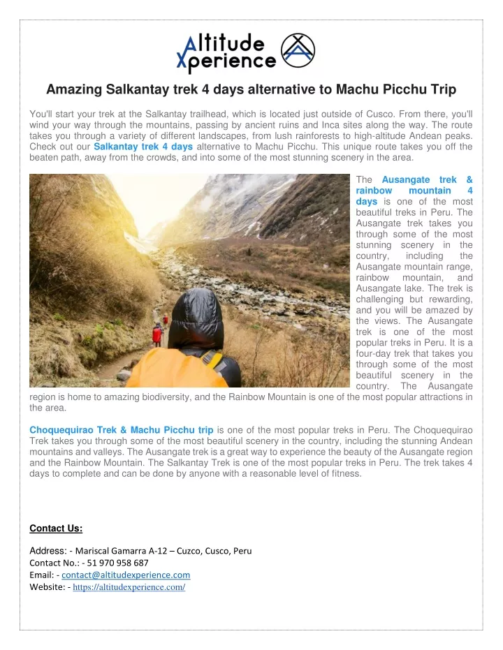 amazing salkantay trek 4 days alternative