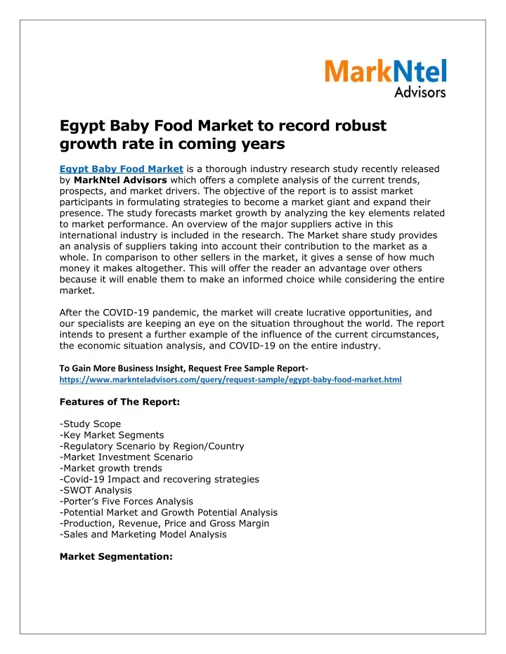egypt baby food market to record robust growth
