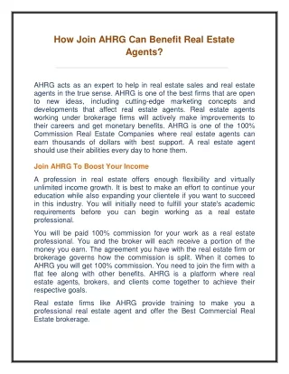 How Join AHRG Can Benefit Real Estate Agents
