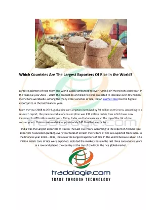 which countries are the largest exporters of rice