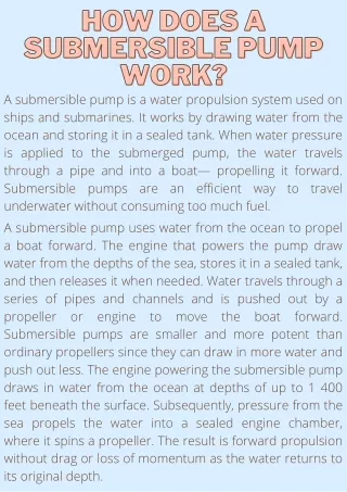 how does a how does a submersible pump