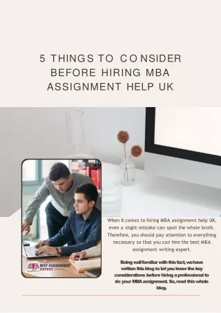 5 t h i n g s t o c o n s i d e r before hiring mba assignment help uk