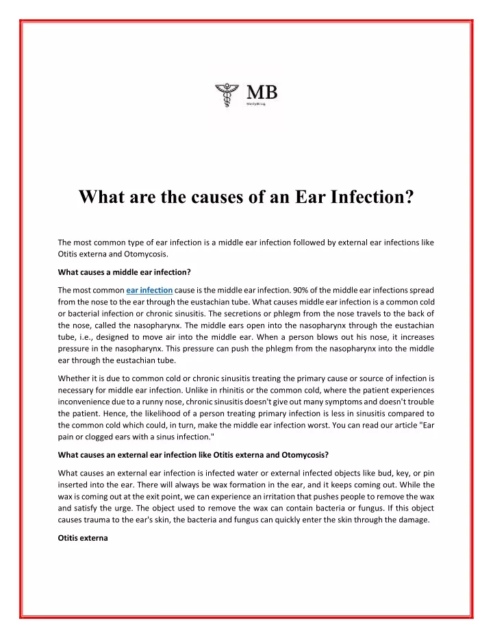 what are the causes of an ear infection