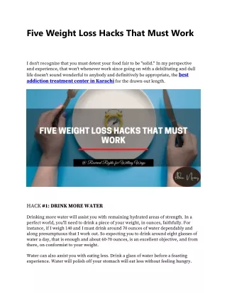 Five Weight Loss Hacks That Must Work