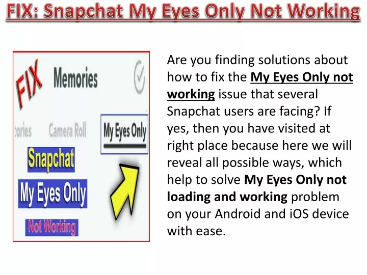 fix snapchat my eyes only not working