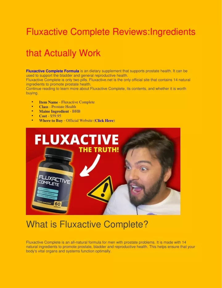 fluxactive complete reviews ingredients