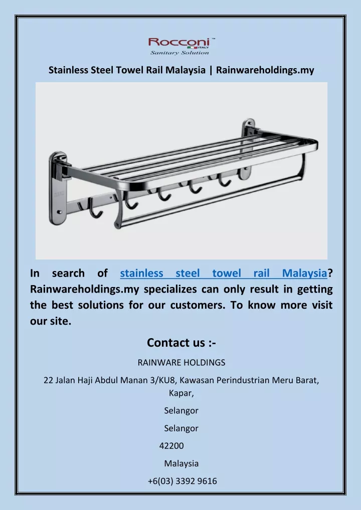 stainless steel towel rail malaysia