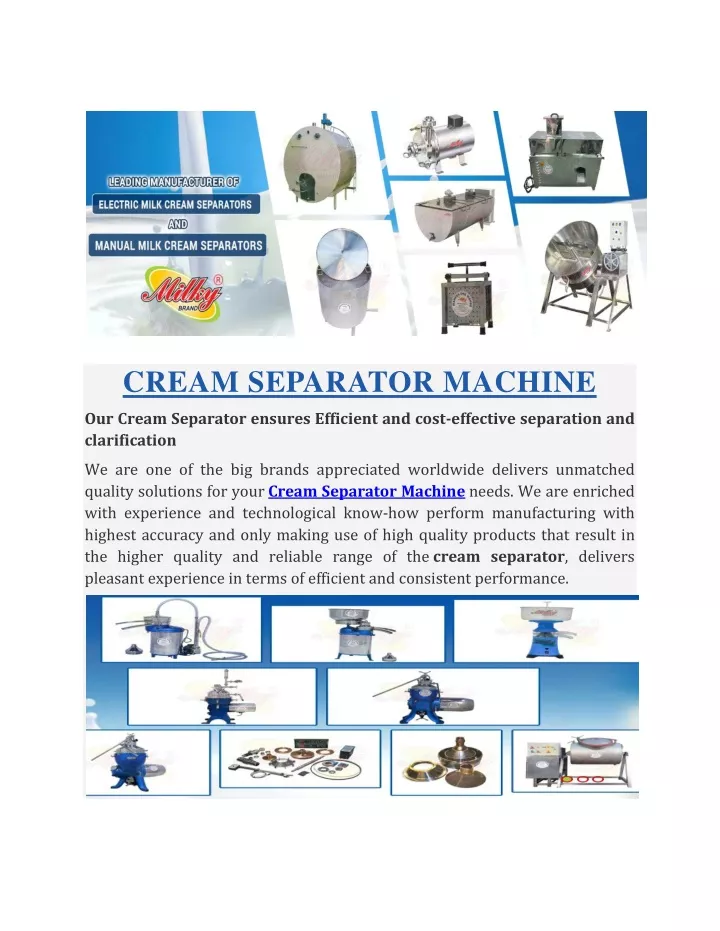 cream separator machine