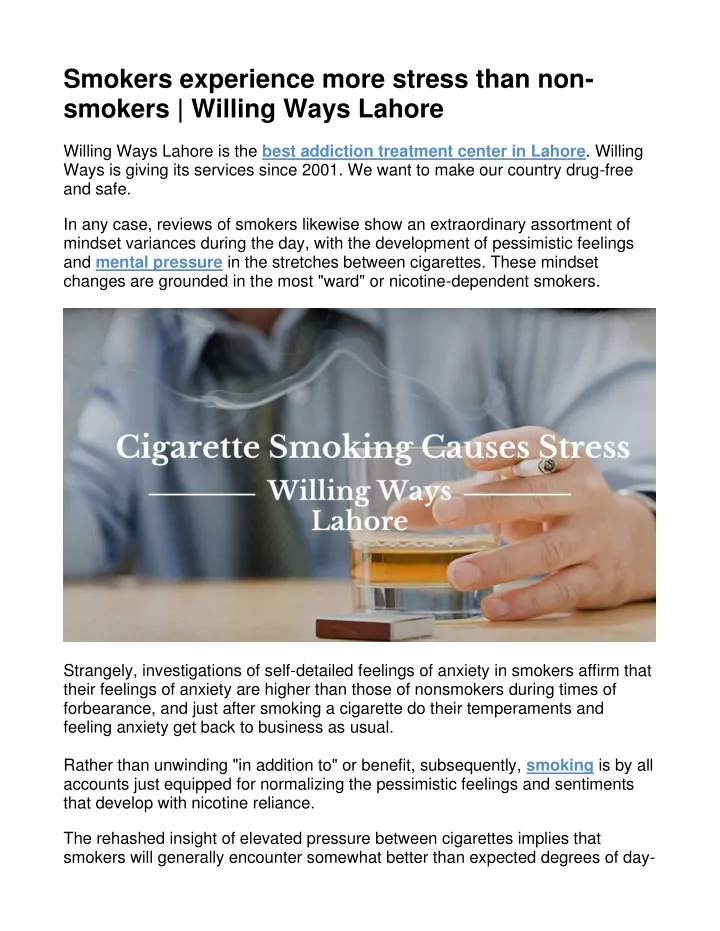 smokers experience more stress than non smokers