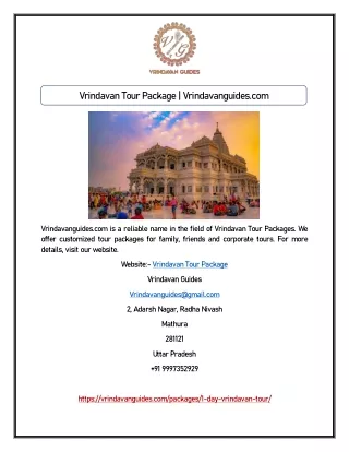 Vrindavan Tour Package | Vrindavanguides.com