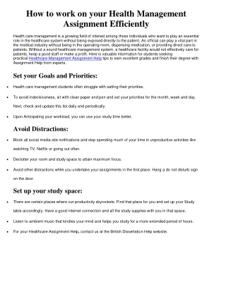 how to work on your health management assignment
