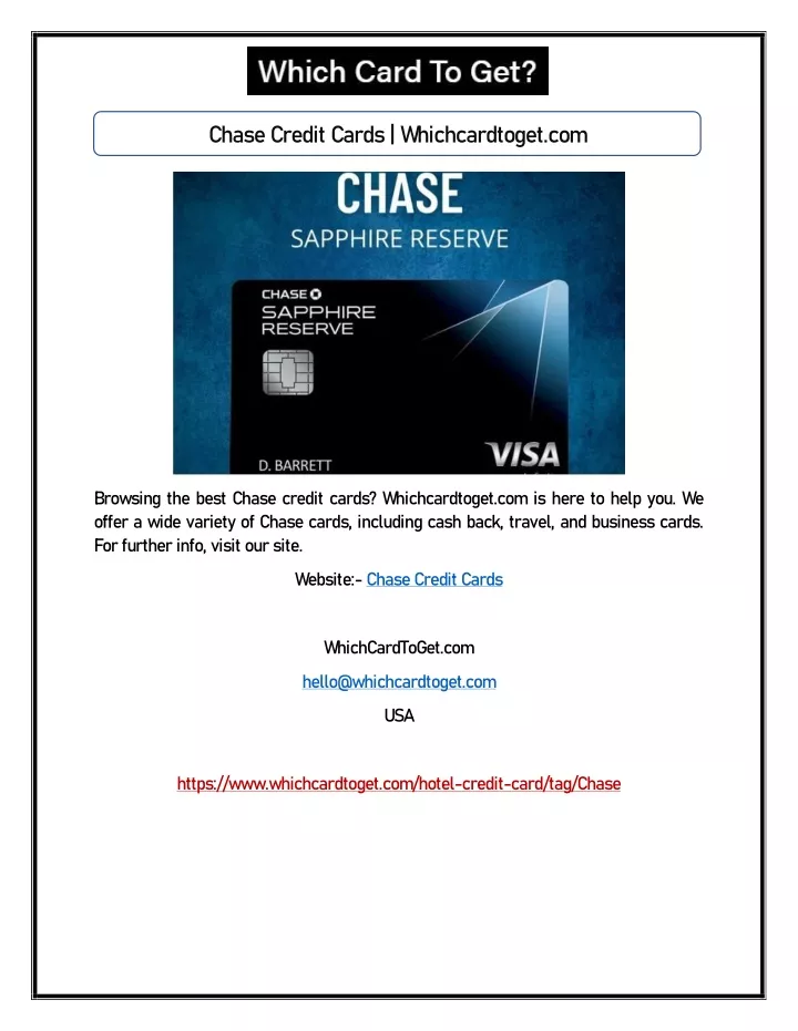 chase credit cards whichcardtoget com