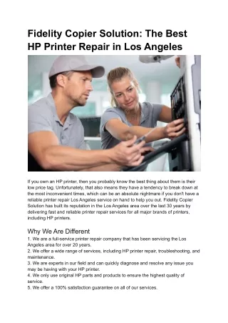 fidelity copier solution the best hp printer