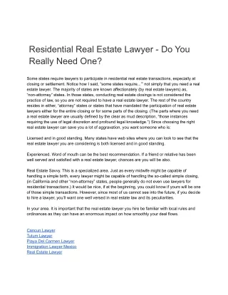 residential real estate lawyer do you really need