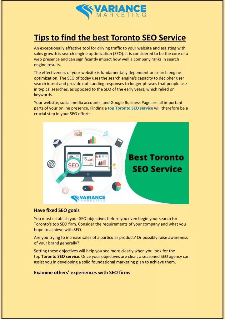 tips to find the best toronto seo service