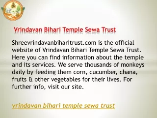 Vrindavan Bihari Temple Sewa Trust  Shreevrindavanbiharitrust.com