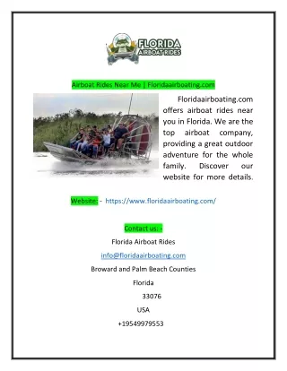 Airboat Rides Near Me  Floridaairboatingcom