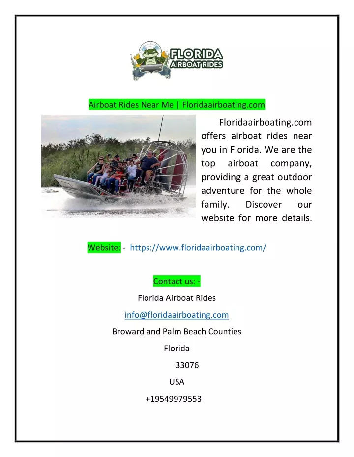 airboat rides near me floridaairboating com