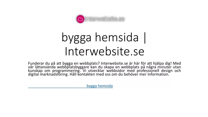 bygga hemsida interwebsite se