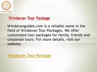Vrindavan Tour Package  Vrindavanguides.com