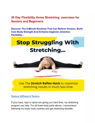 30 Day Flexibility Home Stretching  exercises for