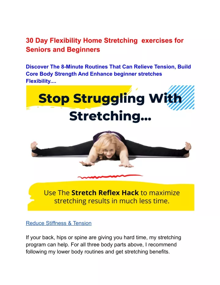 30 day flexibility home stretching exercises