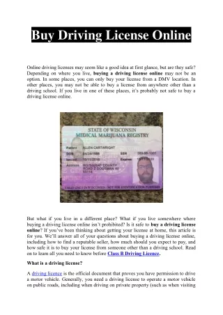Buy Driving License Online
