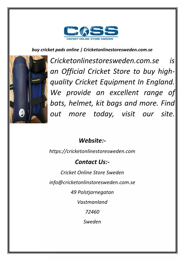 buy cricket pads online cricketonlinestoresweden