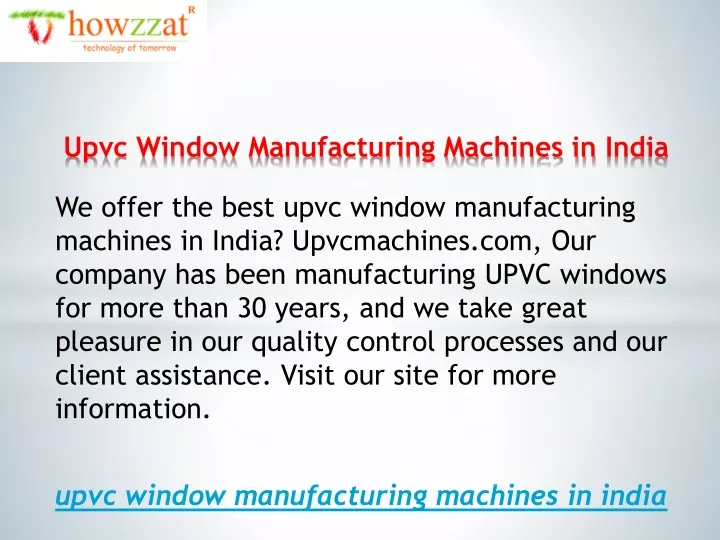 upvc window manufacturing machines in india