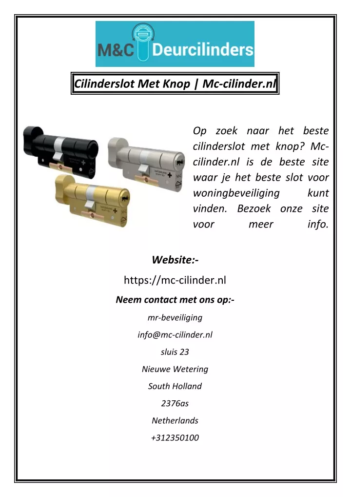 cilinderslot met knop mc cilinder nl