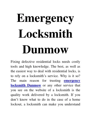 emergency locksmith Dunmow