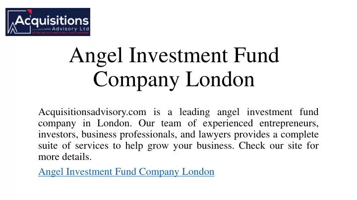 angel investment fund company london