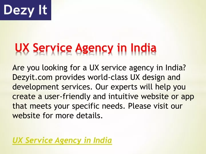 ux service agency in india