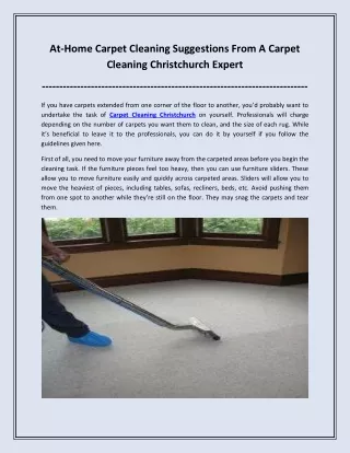 At-Home Carpet Cleaning Suggestions From A Carpet Cleaning Christchurch Expert