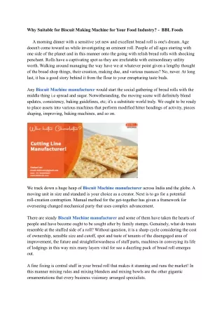 why suitable for biscuit making machine for your