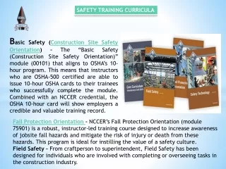 safety training curricula