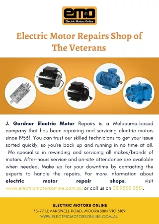 Electric Motor Repairs Shop of The Veterans